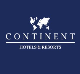 ContinENT Hotels & Resorts logo on navy background with a white world map above the brand name.