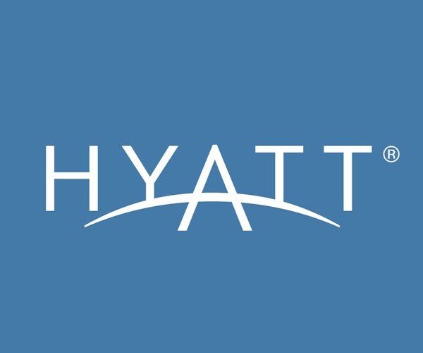 Hyatt logo on blue background