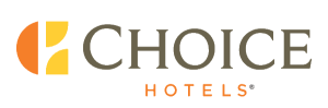 Choice Hotels logo: orange and yellow abstract mark beside the gray 'CHOICE' wordmark with orange 'HOTELS' beneath.